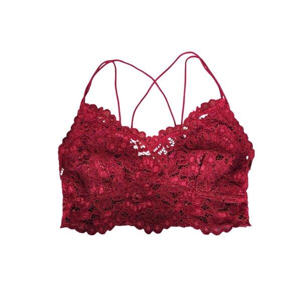 Free People Red Lace Bralette Size M - Picture 1 of 5